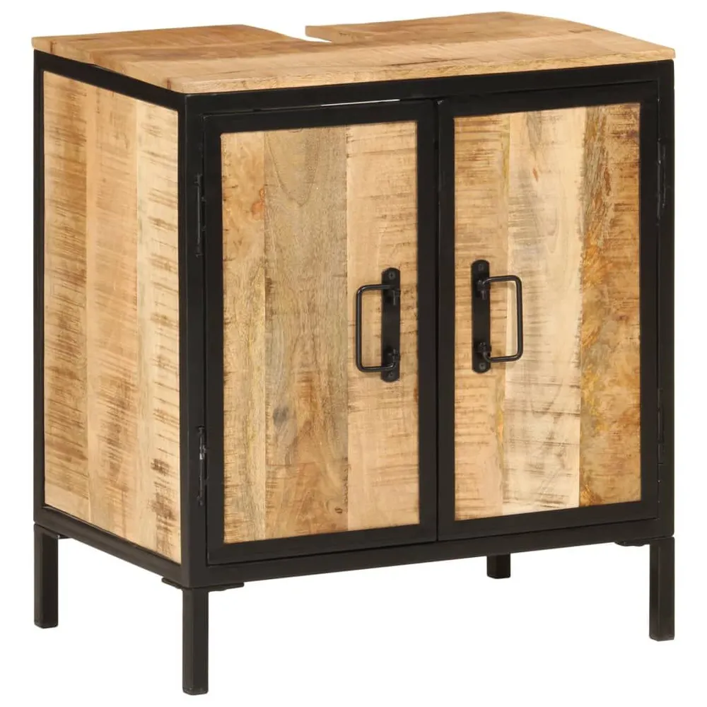 Premium Kwaliteit Wastafelkast 55x35x60 cm massief mangohout en ijzer