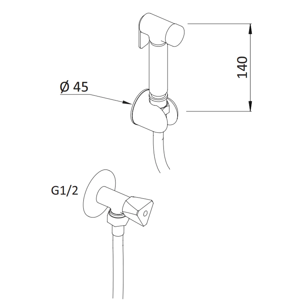 Push-button shower set Rubinetteria Mariani 3 nozzles, verchroomd finish met CE-Keurmerk