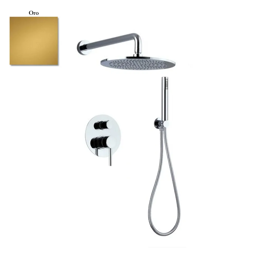 RVS (Roestvrij Staal) Shower set composed Vienna showerhead, shower hose, and 2-way diverter gouden