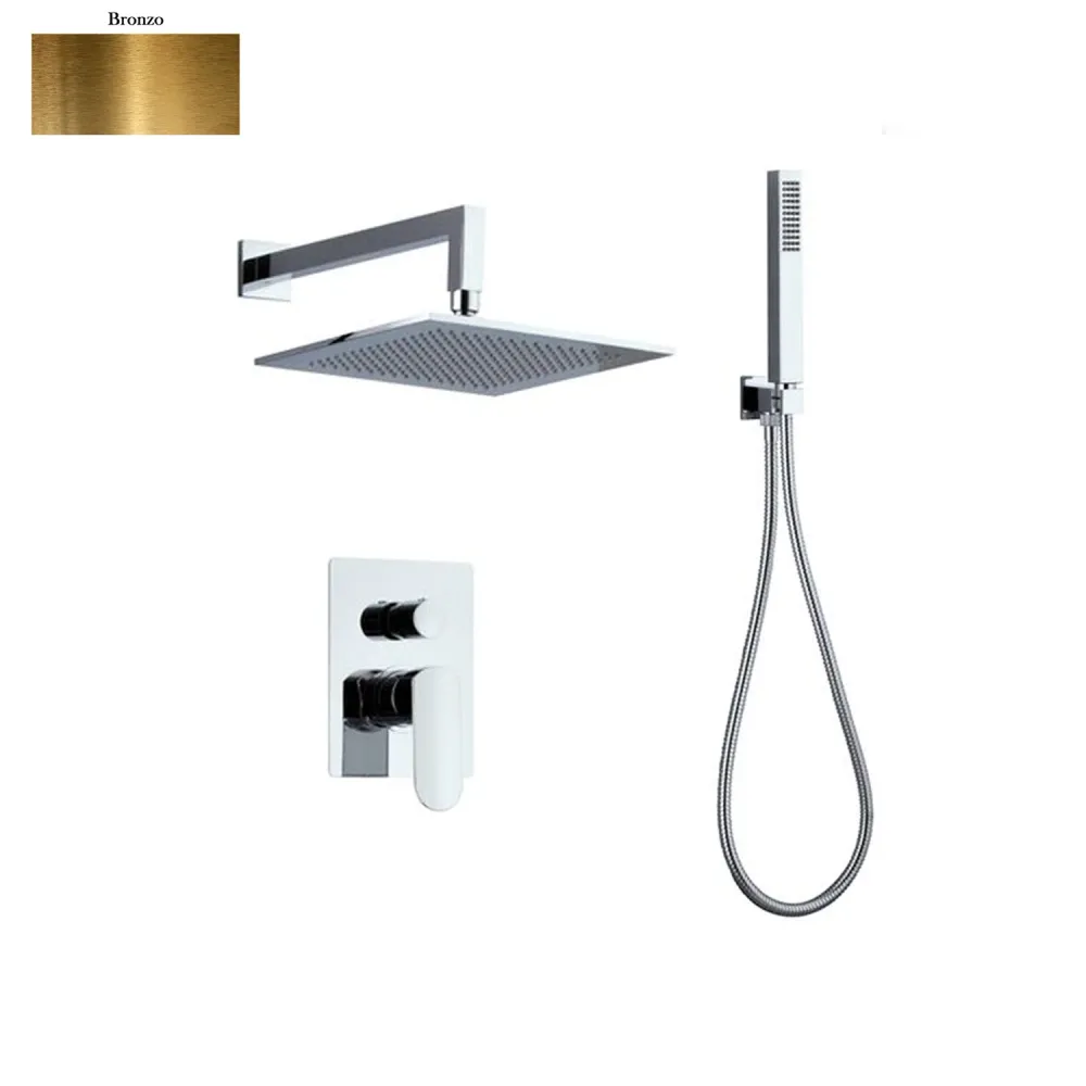 RVS (Roestvrij Staal) Shower set composed Paris showerhead, shower and hose, and 2-way antiek brons diverter