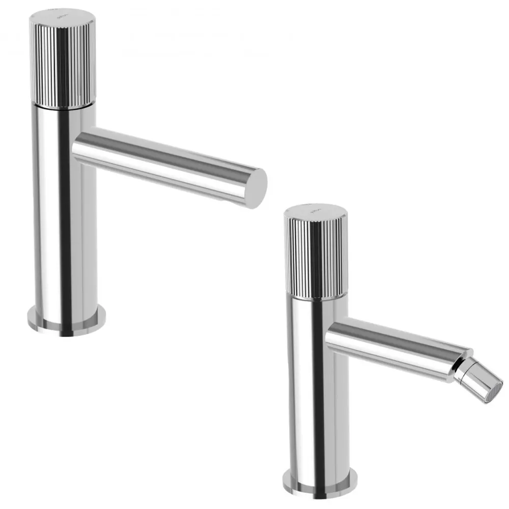 Set basin and bidet mixers click clack drain Paffoni Jo Metaalglans