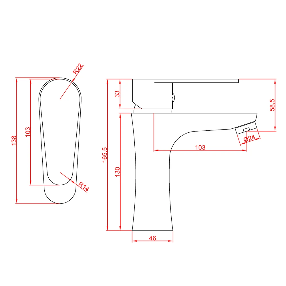 Set faucet mixers sink and bidet drains and external shower handheld shower head Elizabeth series gedempt black - Eenvoudi...