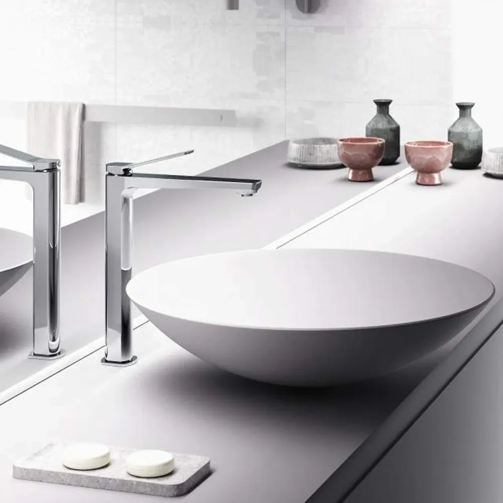 Set tall basin and bidet mixers brass model Hellend Paffoni chrome-plated