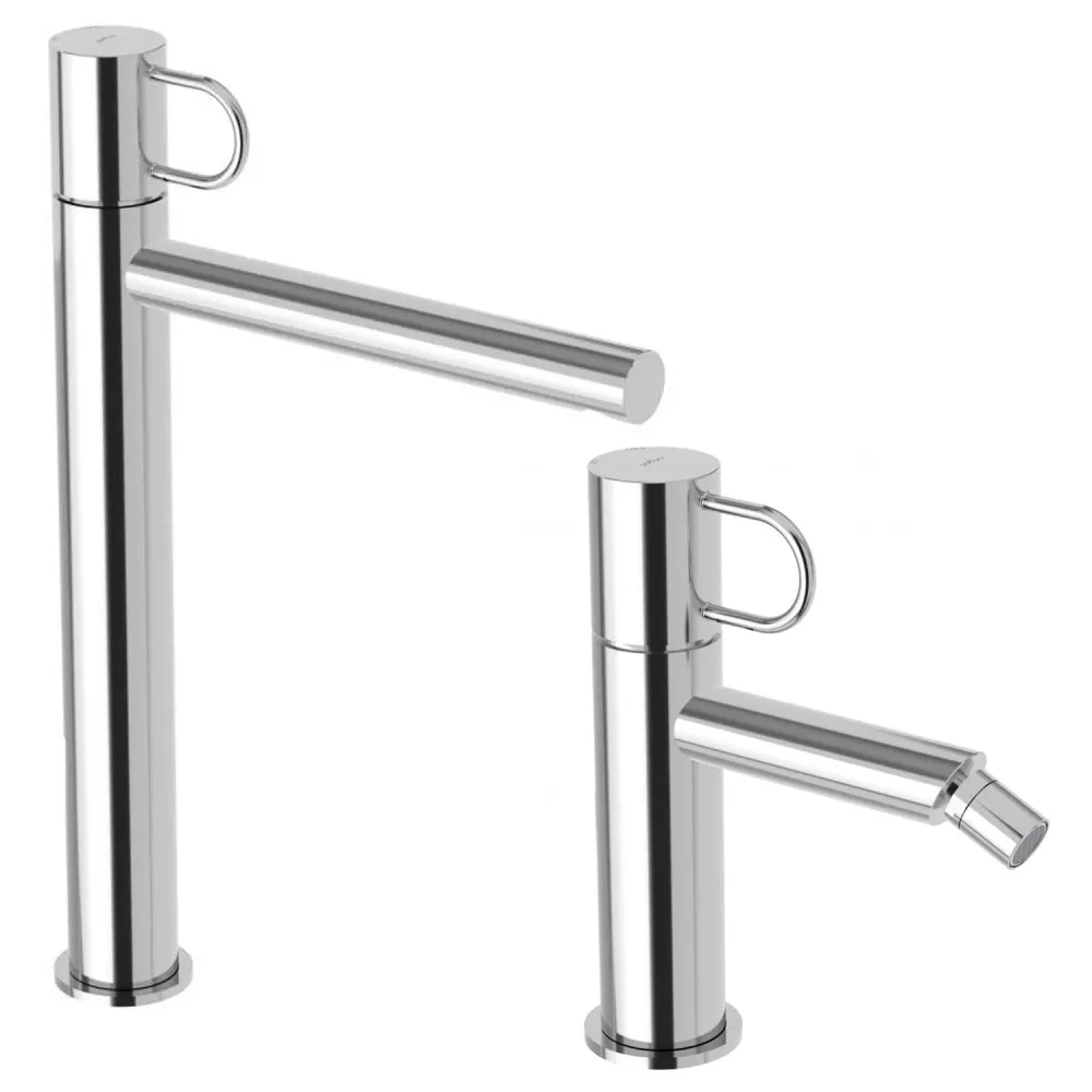 Set tall basin and bidet mixers click clack drain Paffoni Jocker chrome-plated