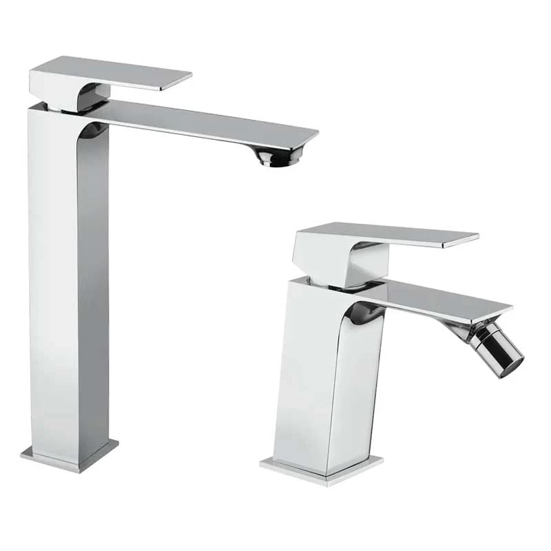 Set Tall Sink and Bidet Faucets shiny metaalglans BLADE collection Mamoli Rubinetterie