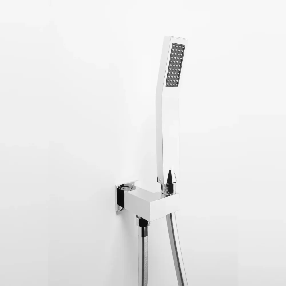 Shower kit ARES, square water outlet. Geel koper shower head model 'JOY'
