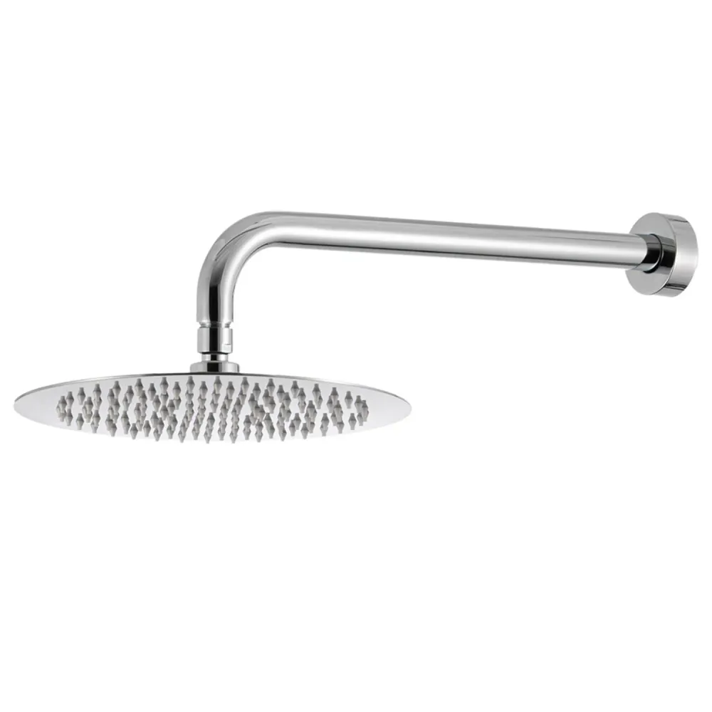 Shower kit one-way built- and 300 mm round chrome-plated geel koper showerhead Moon
