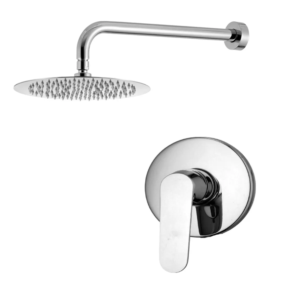 Shower kit one-way built- and 300mm round showerhead chrome-plated messing Echo
