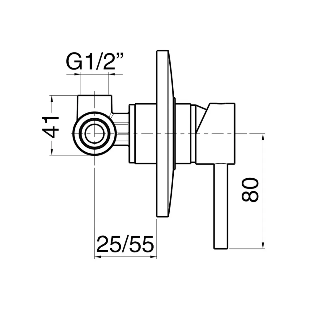 Shower kit one-way built- and 300mm round showerhead chrome-plated messing Echo