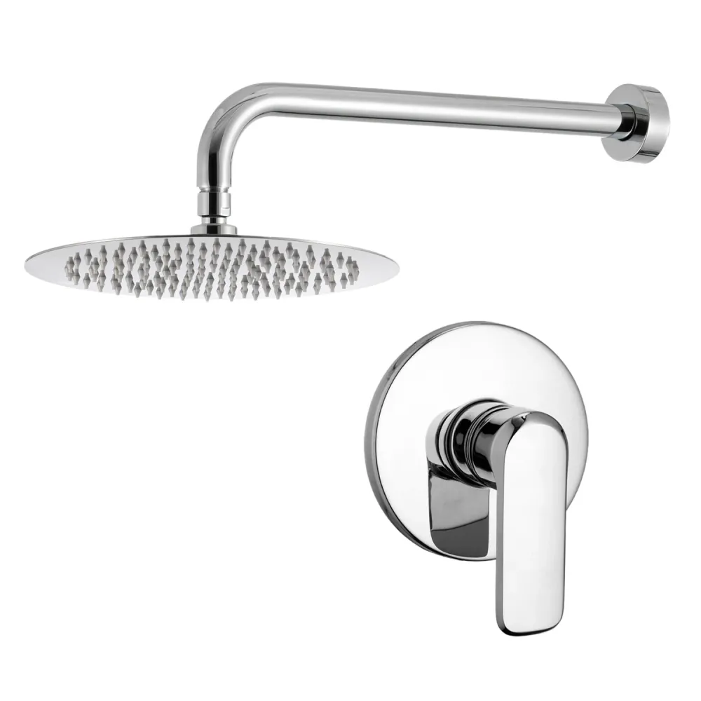 Shower kit one-way built- and 300mm round chrome-plated messing showerhead Hopper Chroom | Easy Clean
