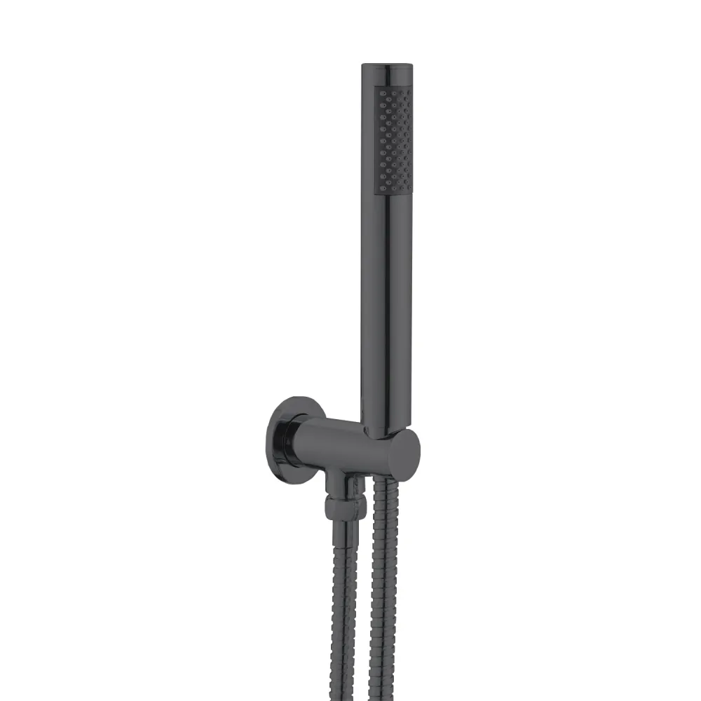 Shower kit round metal water outlet and ebbenhout ABS hand shower