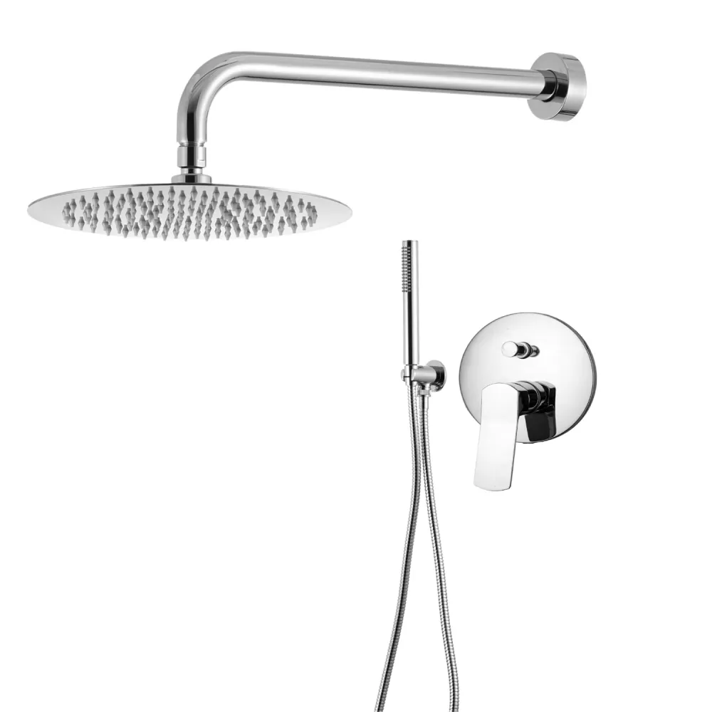 Shower kit two-way built- and 300 mm round showerhead chrome-plated geel koper Lumix