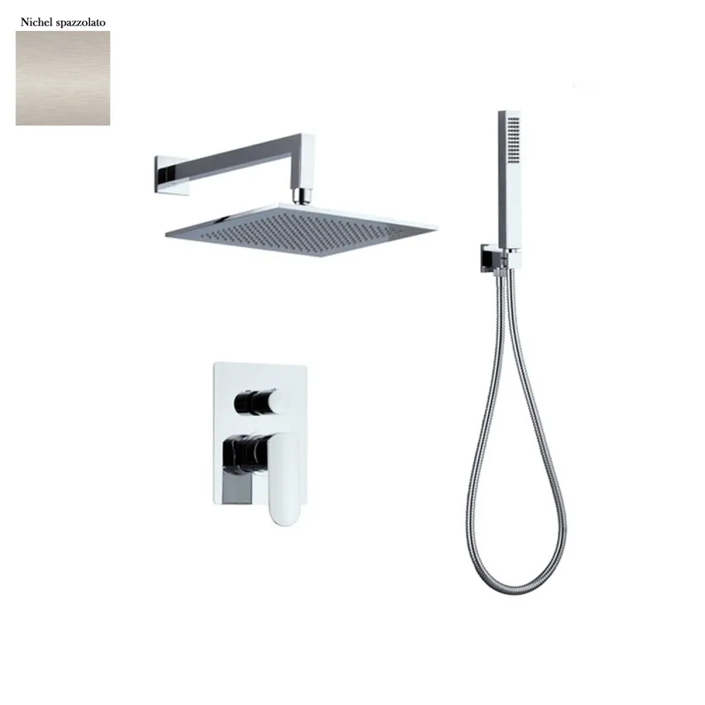 Shower set composed Paris showerhead, shower and hose, and 2-way doffe nickel diverter