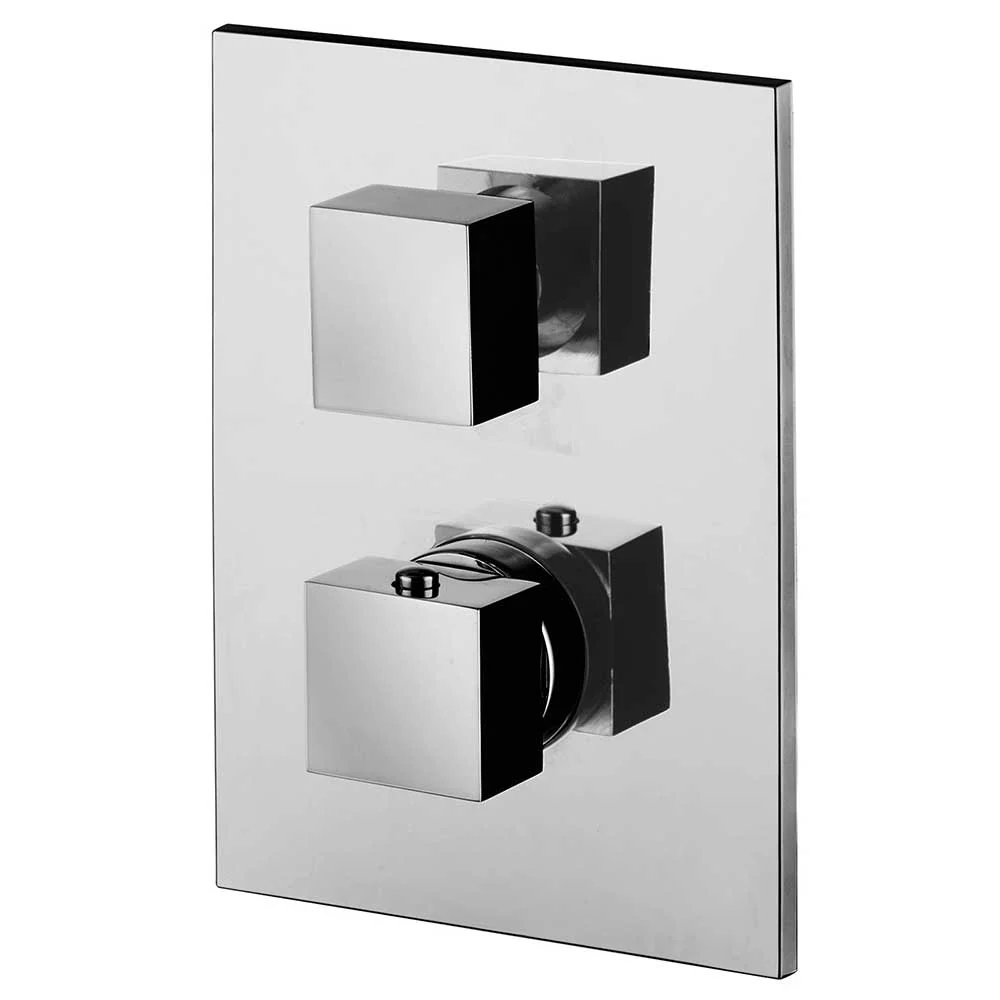 Shower set round 50x22 stainless staalsoort showerhead, duplex set and thermostatic mixer