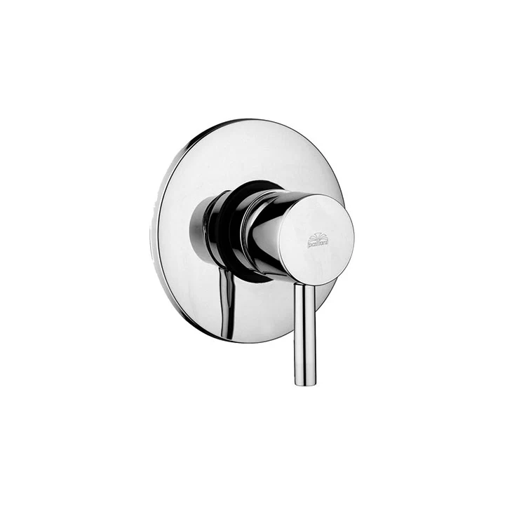 Sliding set van metaal rod, built- shower mixer and round wall water outlet, Paffoni