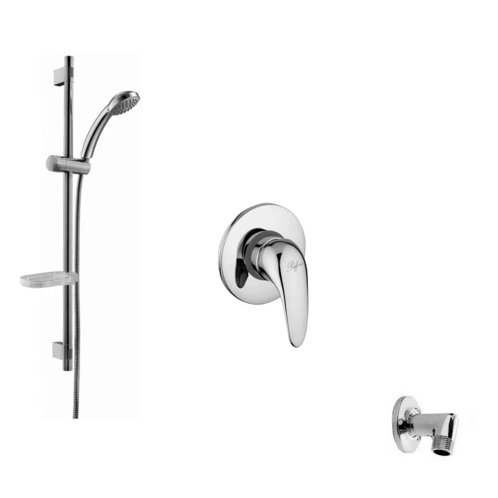 Sliding shower set van metaal rod. Built- mixer and built- wall water inlet Paffoni
