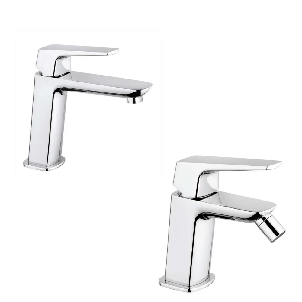 Thermostatische Set basin and bidet mixers drain metaalglans finish Spartaco collection Mamoli Rubinetterie
