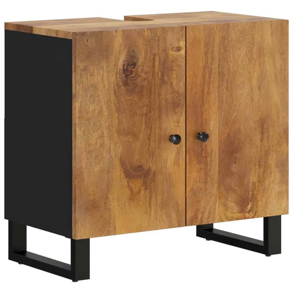 Wastafelkast 62x33x58 cm massief mangohout en bewerkt hout voor Gezinnen | Kindveilig