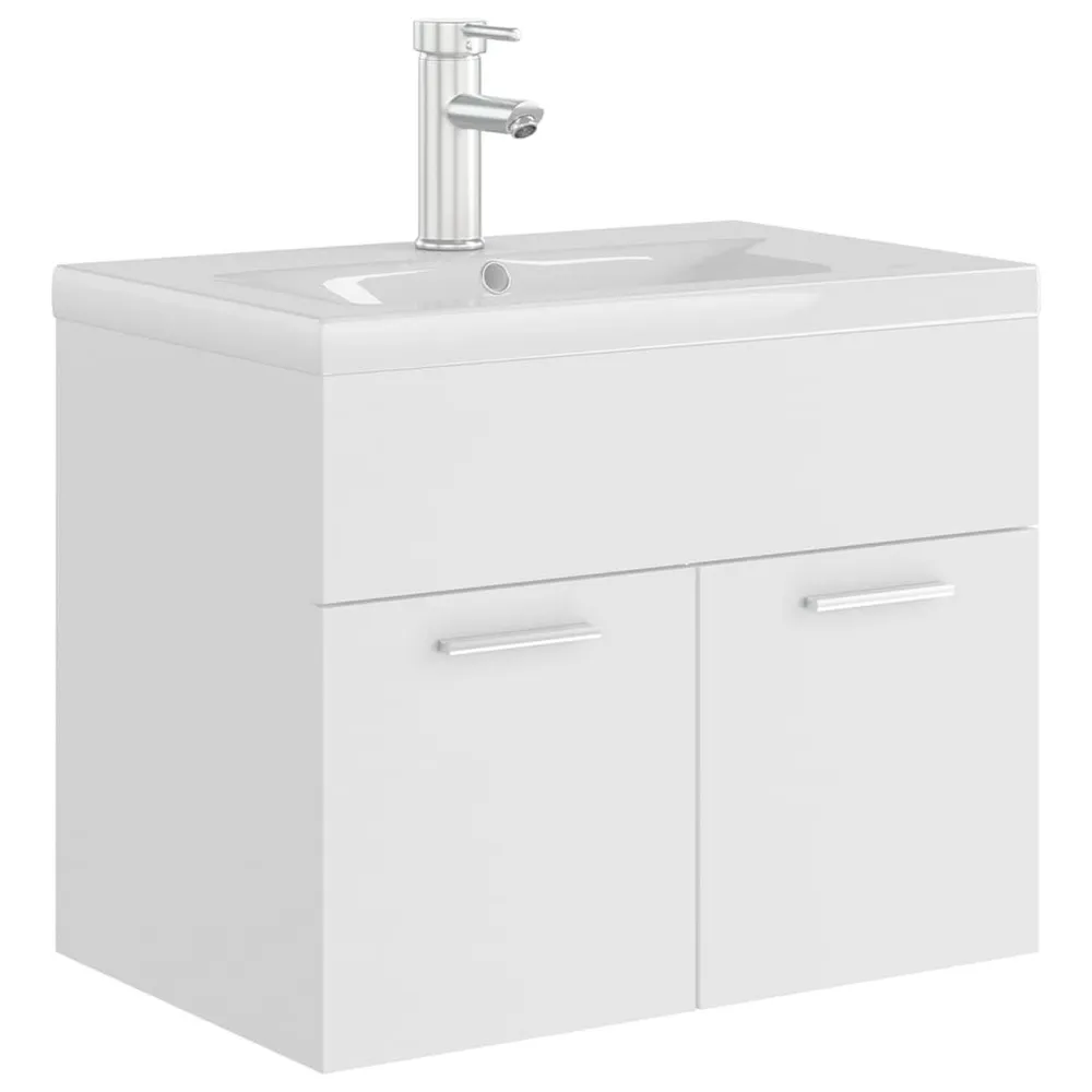 Wastafelkast met ingebouwde wastafel spaanplaat wit Matt Zwart | Moderne Look
