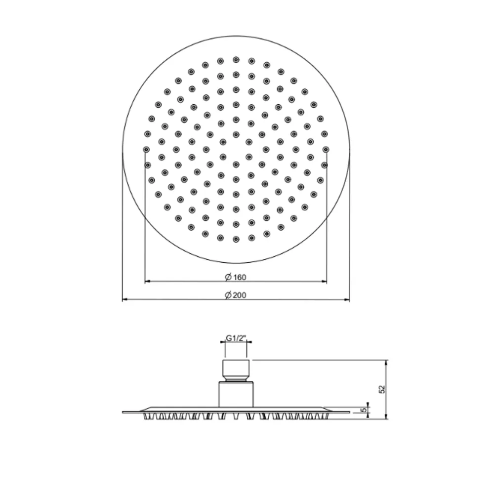 Waterbesparend Shower set 20 cm round showerhead and chrome hand shower Exclusief Shower Collection
