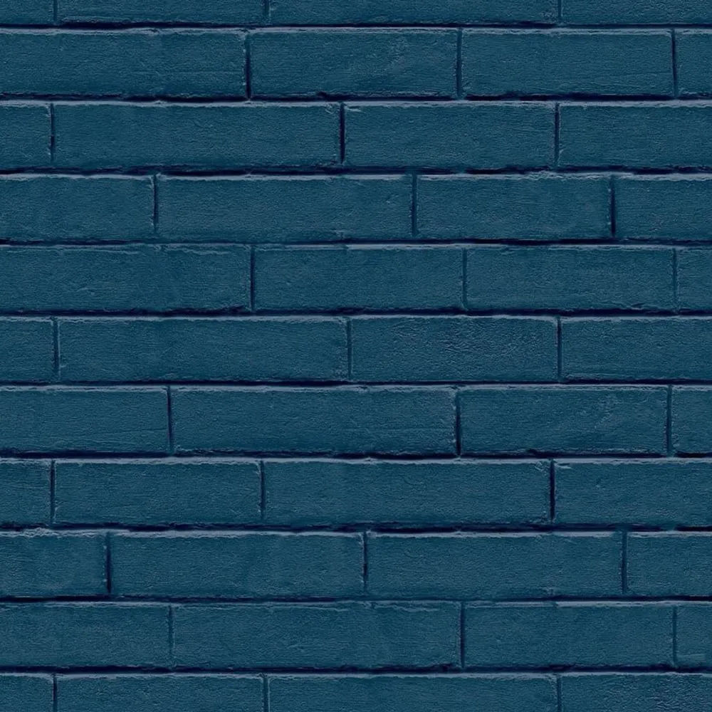 Noordwand Behang Good Vibes Brick Wall blauw Geschikt voor oneffen muren