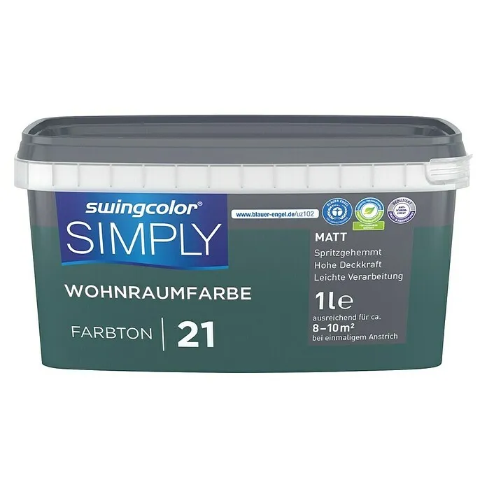 swingcolor Muurverf SIMPLY NR. 21 - Groen - Nr. 21, Mat, 1 l met Lijm inbegrepen