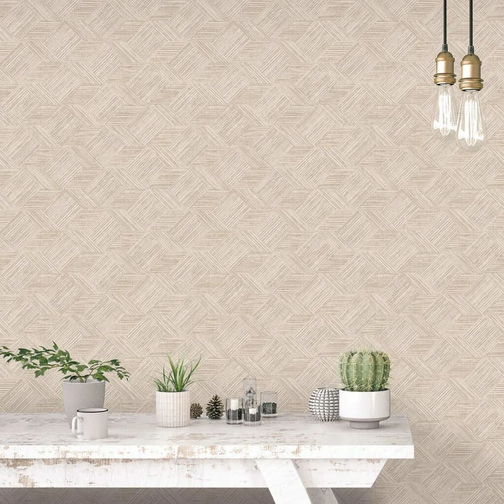 Vochtbestendig Evergreen Behang Wicker Authentiek beige