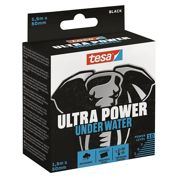 Textiel Tesa Ultra Power Onderwater plakband Onder water - Zwart, 1,5 m x 50 mm
