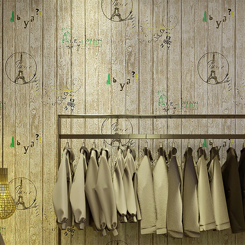 Decoratieve houten balken behang niet-geplakte VINYL wandbekleding met Eiffeltoren, 31' x 20,5"