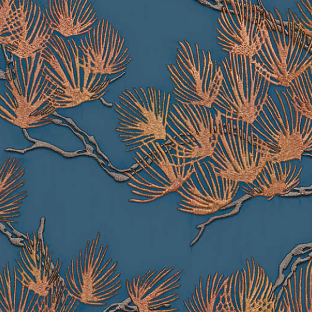 DUTCH WALLCOVERINGS Behang Grenen Tree goudkleurig en blauw