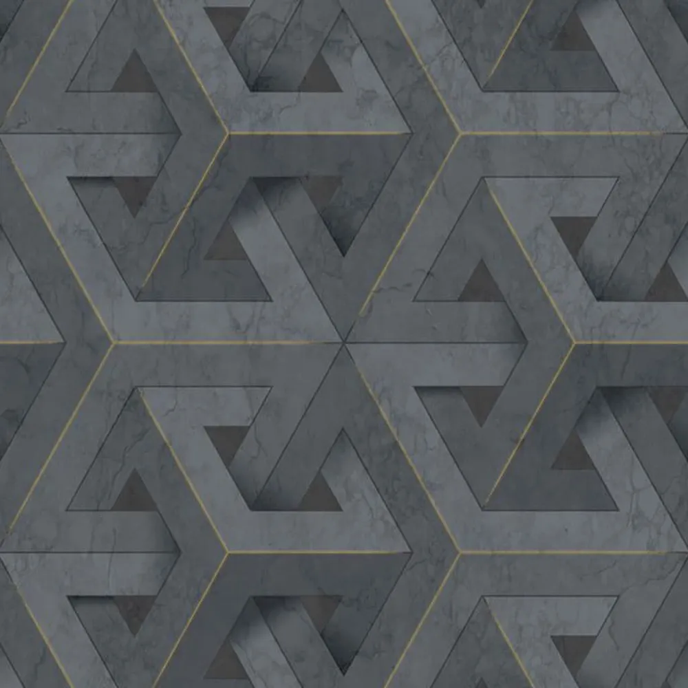 DUTCH WALLCOVERINGS Behang Onyx antraciet- en goudkleurig | 10 m² | 53 cm breed
