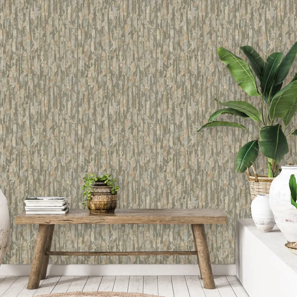 DUTCH WALLCOVERINGS Behang Phoenix groen en ecru