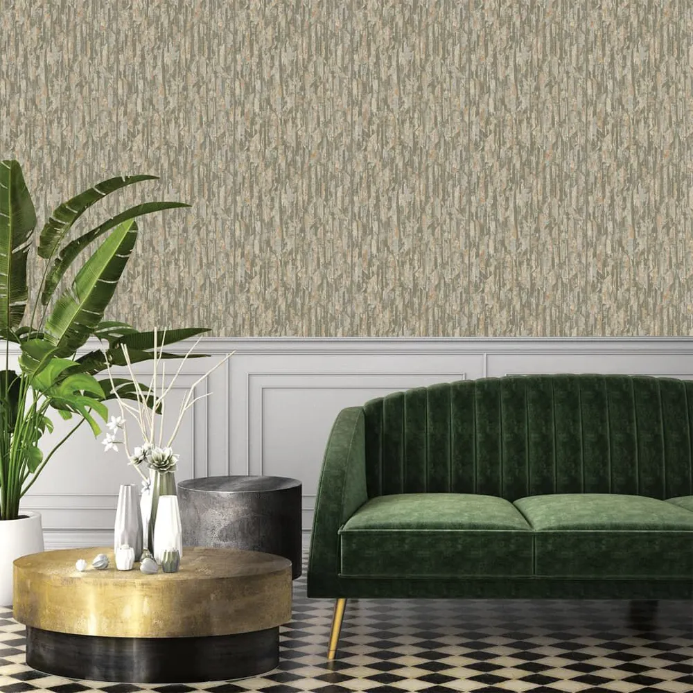 DUTCH WALLCOVERINGS Behang Phoenix groen en ecru