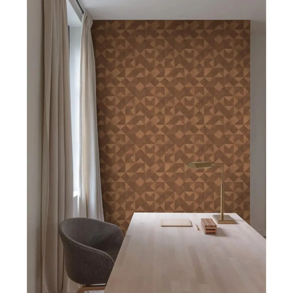 Gras Noordwand Behang Topchic Graphic Shapes Facet metallic oranje