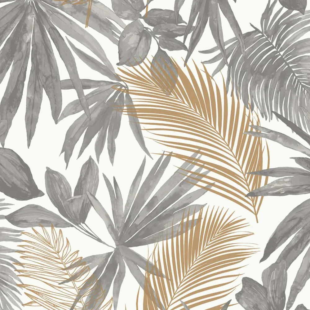 Metallic DUTCH WALLCOVERINGS Behang Wild Palms grijs en lichtbruin