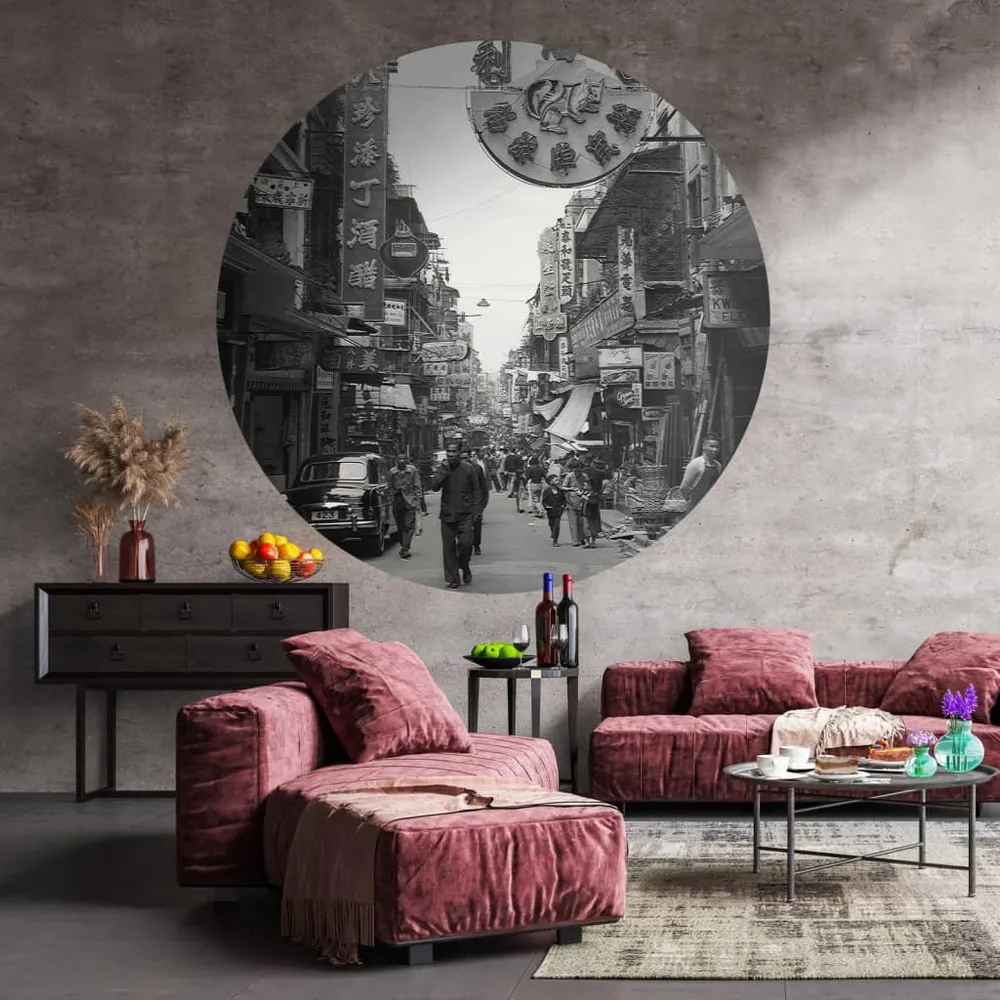 Metallic WallArt Behangcirkel Hong Kong Old Days 190 cm