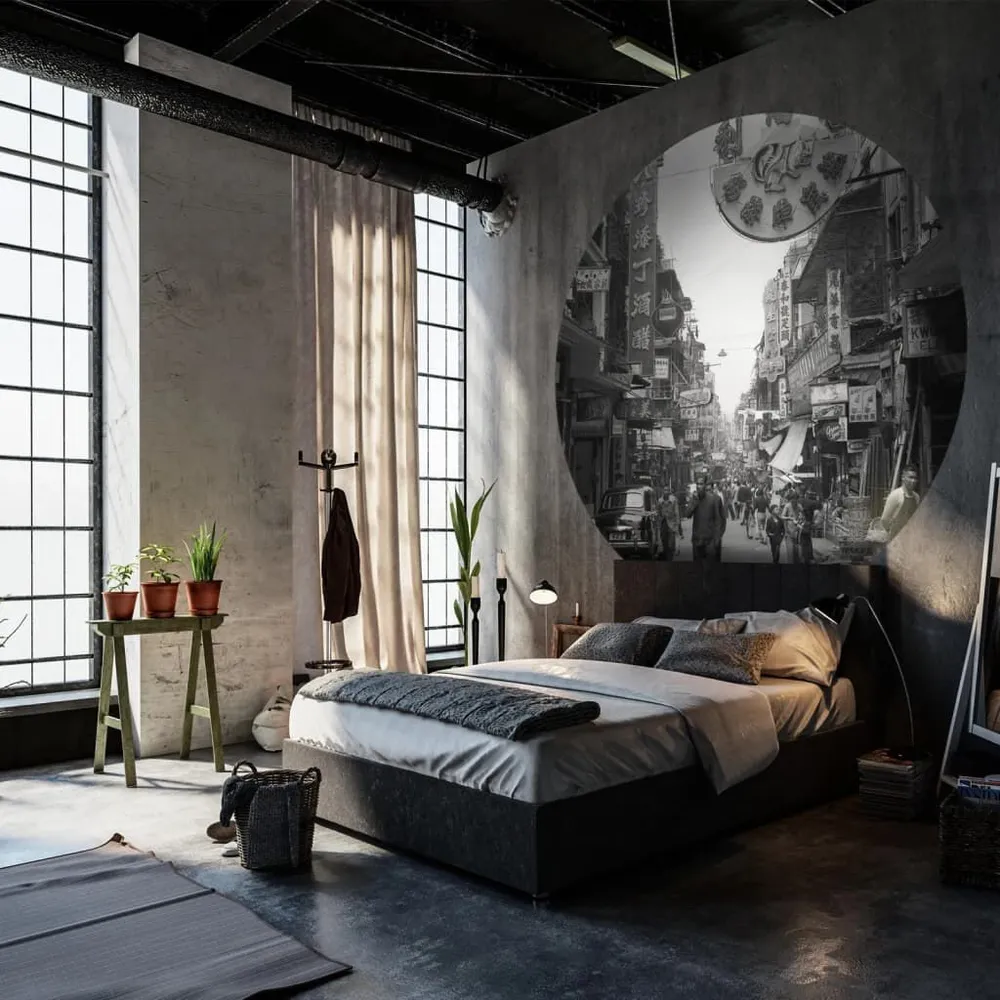 Metallic WallArt Behangcirkel Hong Kong Old Days 190 cm