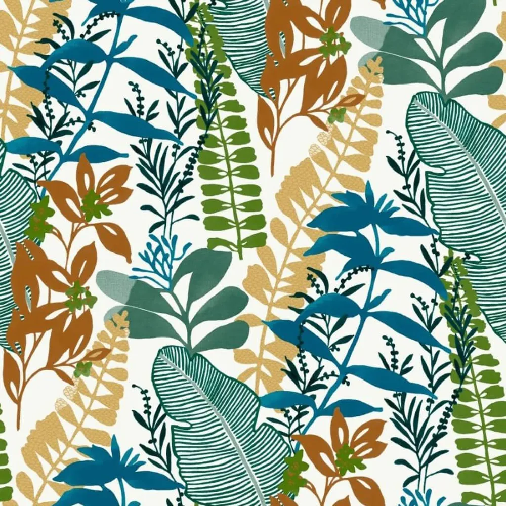 Noordwand Behang Good Vibes Big Leaves blauw en groen voor vochtige ruimtes