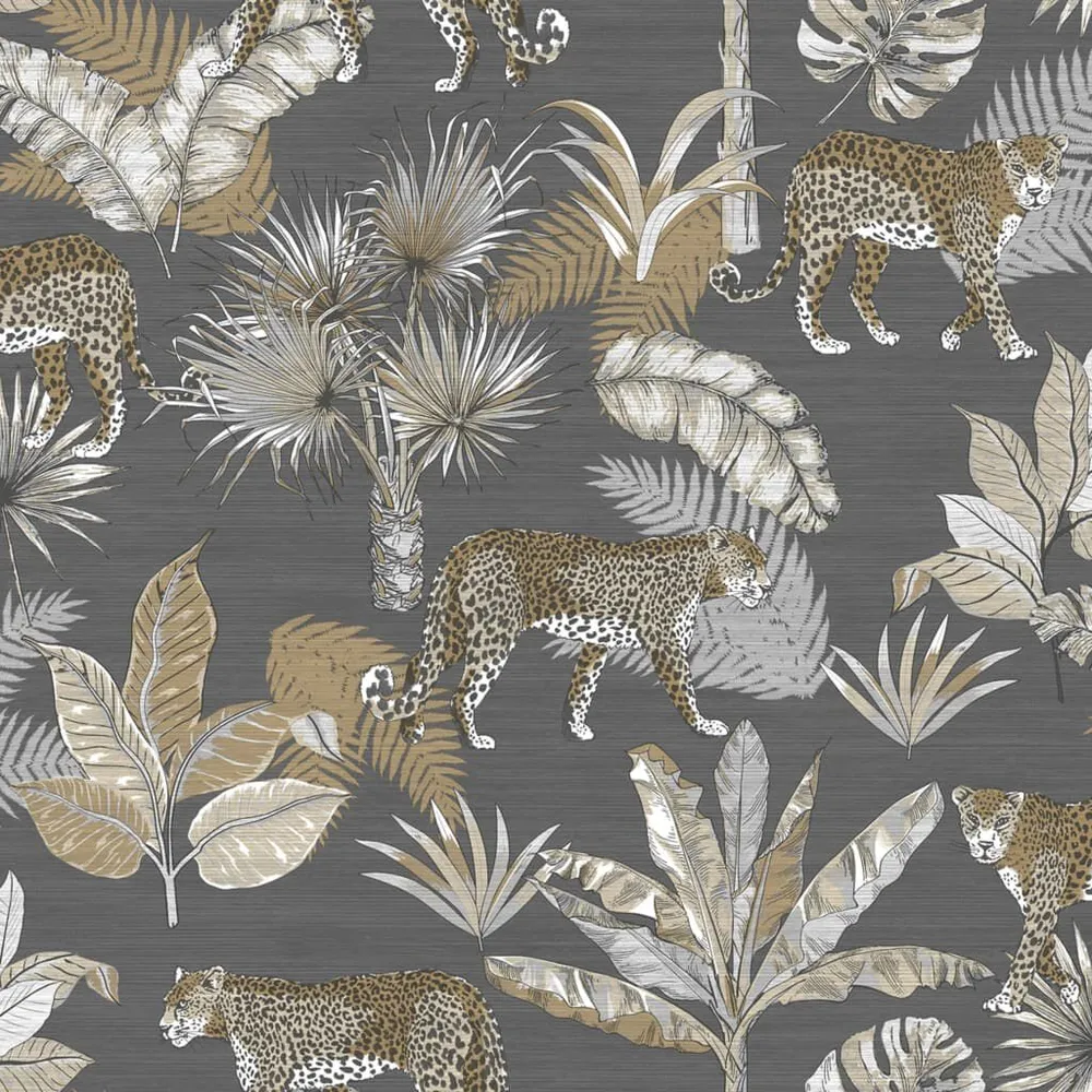 Papieren DUTCH WALLCOVERINGS Behang Leopard grijs en lichtbruin
