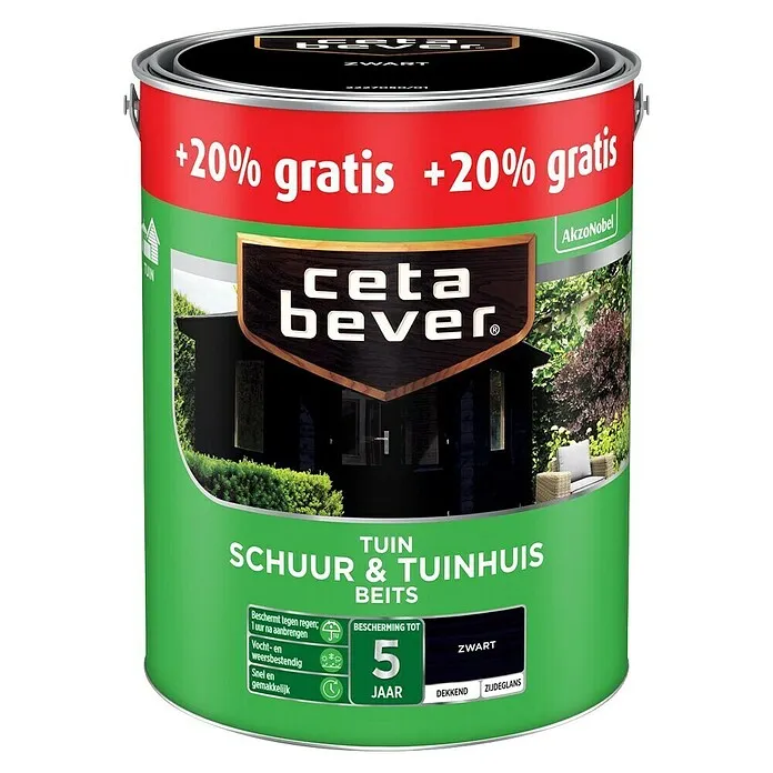 Professionele Kwaliteit Cetabever Buitenbeits Schuur & Tuin Zwart - Zwart, 3 l, Zijdeglans