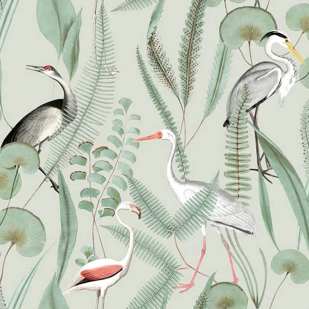 Professionele Kwaliteit DUTCH WALLCOVERINGS Behang Flamingo mintkleurig