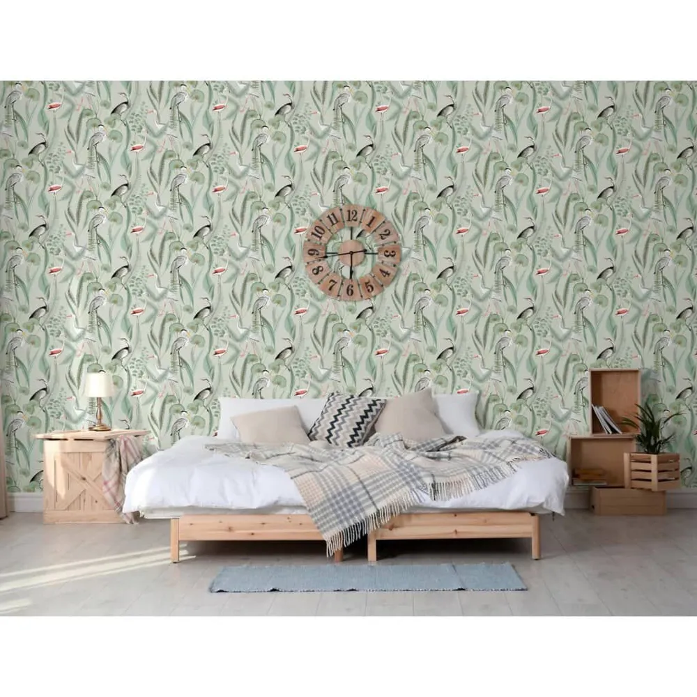 Professionele Kwaliteit DUTCH WALLCOVERINGS Behang Flamingo mintkleurig