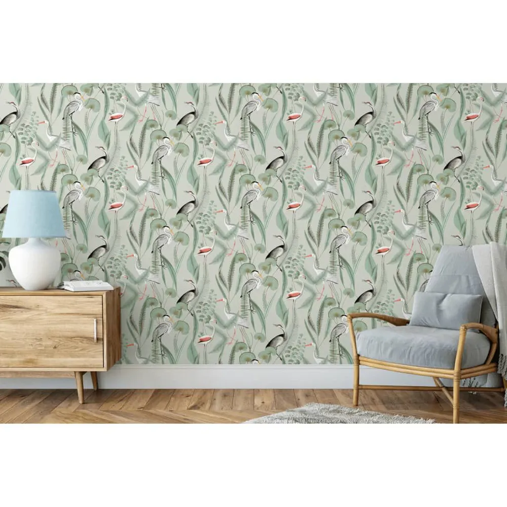 Professionele Kwaliteit DUTCH WALLCOVERINGS Behang Flamingo mintkleurig