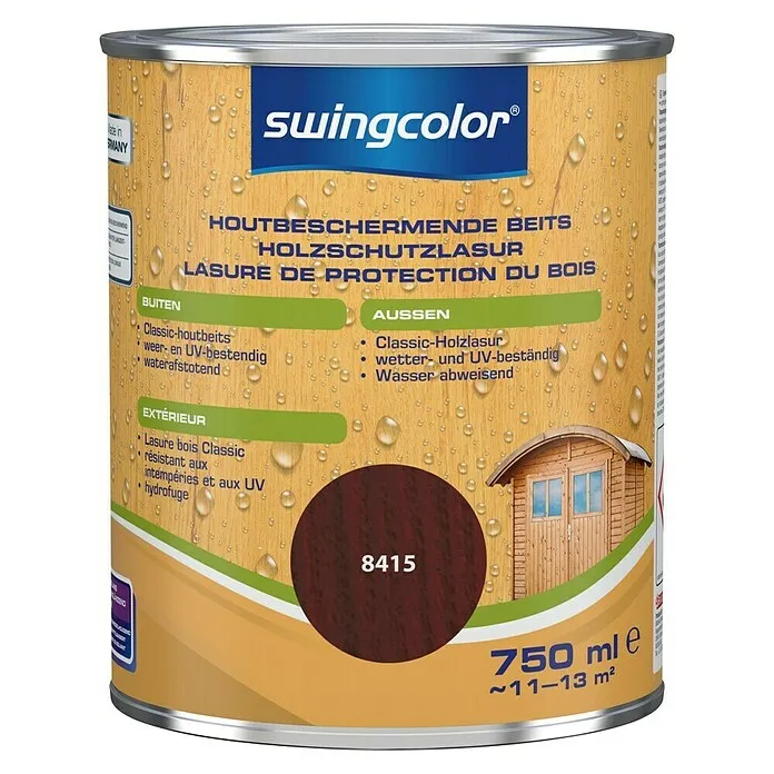 Professionele Kwaliteit swingcolor Houtbeschermingsbeits - Palissander, 750 ml, Zijdemat