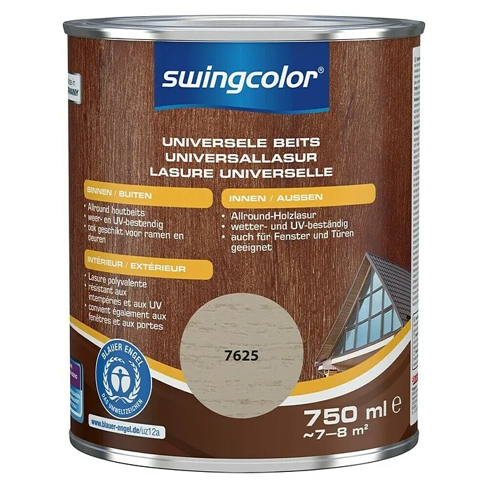 Professionele Kwaliteit swingcolor Universele beits - Beach grey, 750 ml, Zijdeglans