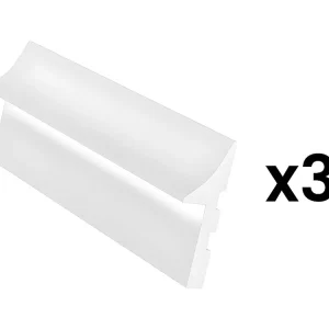 Set van 3 plinten van polystyreen L290 x H15 cm wit RADENO voor vochtige ruimtes