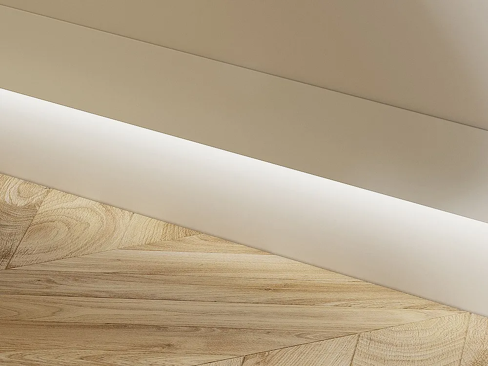 Set van 3 plinten van polystyreen L290 x H15 cm wit RADENO voor vochtige ruimtes