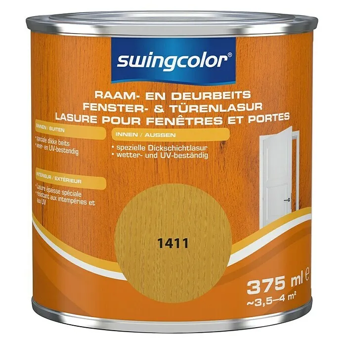 swingcolor Beits voor kozijnen en deuren - Kastanje, 375 ml, Zijdeglans met lijm al aangebracht