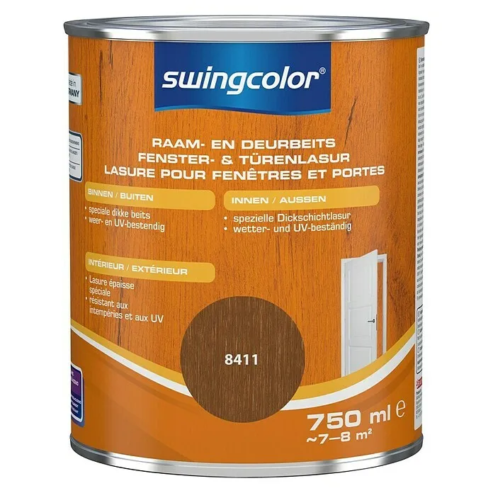 swingcolor Beits voor kozijnen en deuren - Kastanje, 750 ml, Zijdeglans 25 patronen