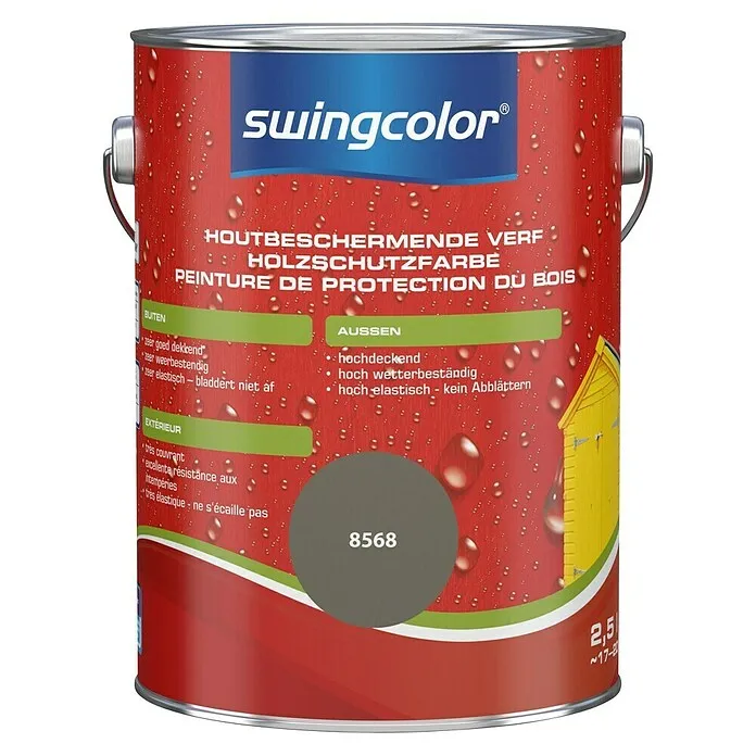 swingcolor Houtbeschermende verf - Mineraalbruin, 2,5 l, Zijdeglans met Lijm inbegrepen